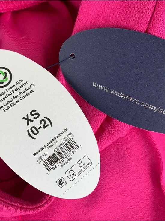 High Rise Wide Leg Hot Pink Women’s Pants Size XS NWT Elastic Back Waistband - Picture 10 of 15